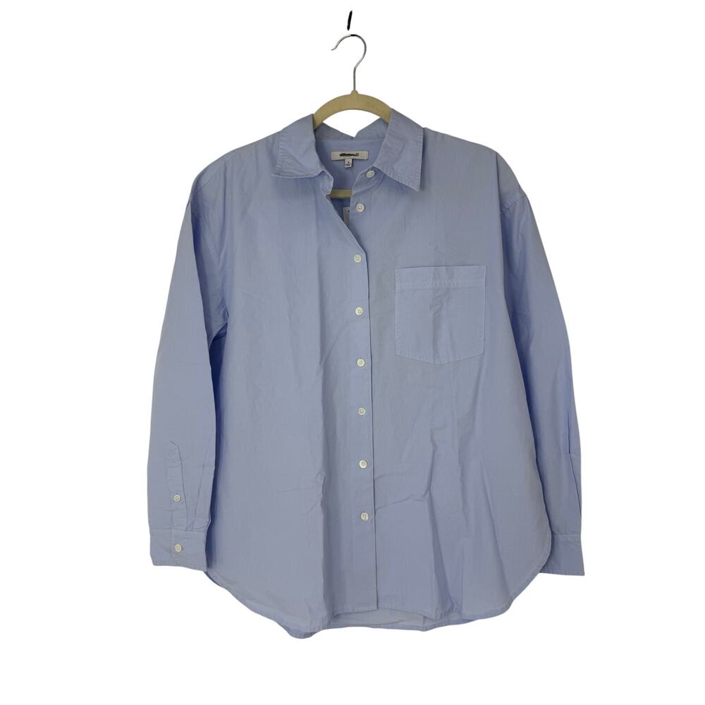 Madewell The Easy Shirt in Poplin Light Blue Oversized Button Front Blouse M NWT - Picture 3 of 10